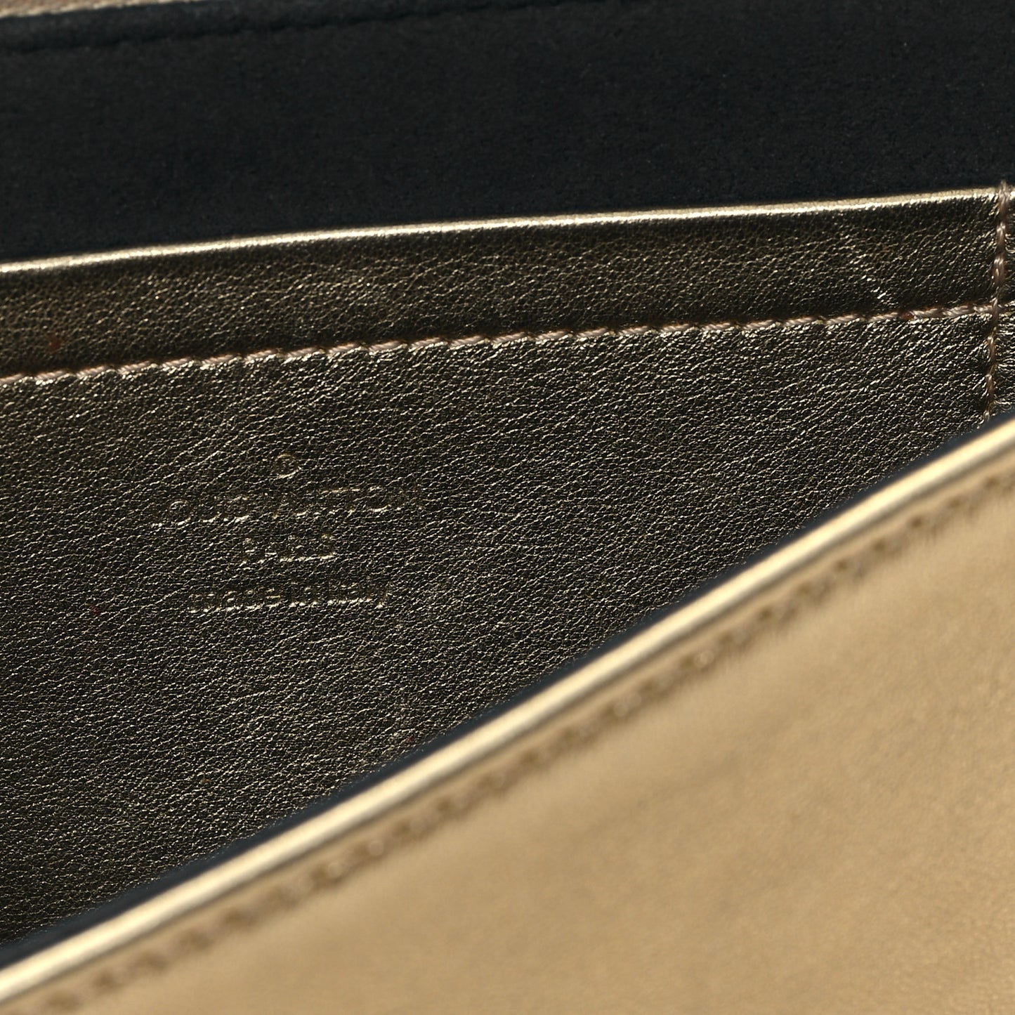 Metallic Lambskin Embossed Monogram Pochette Coussin Gold