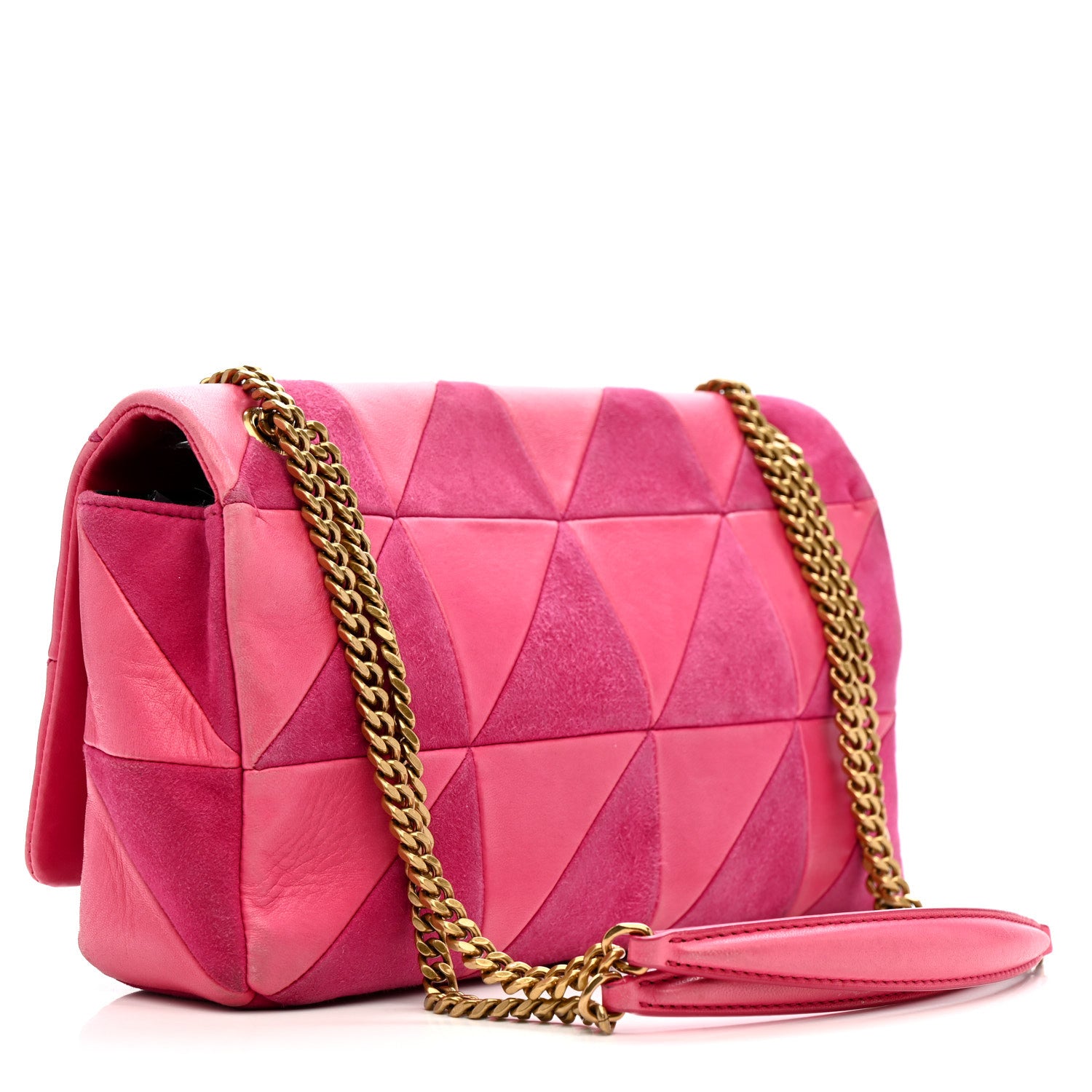 Saint Laurent Lambskin Suede Patchwork Monogram Medium Jamie Fuchsia 3 of 17