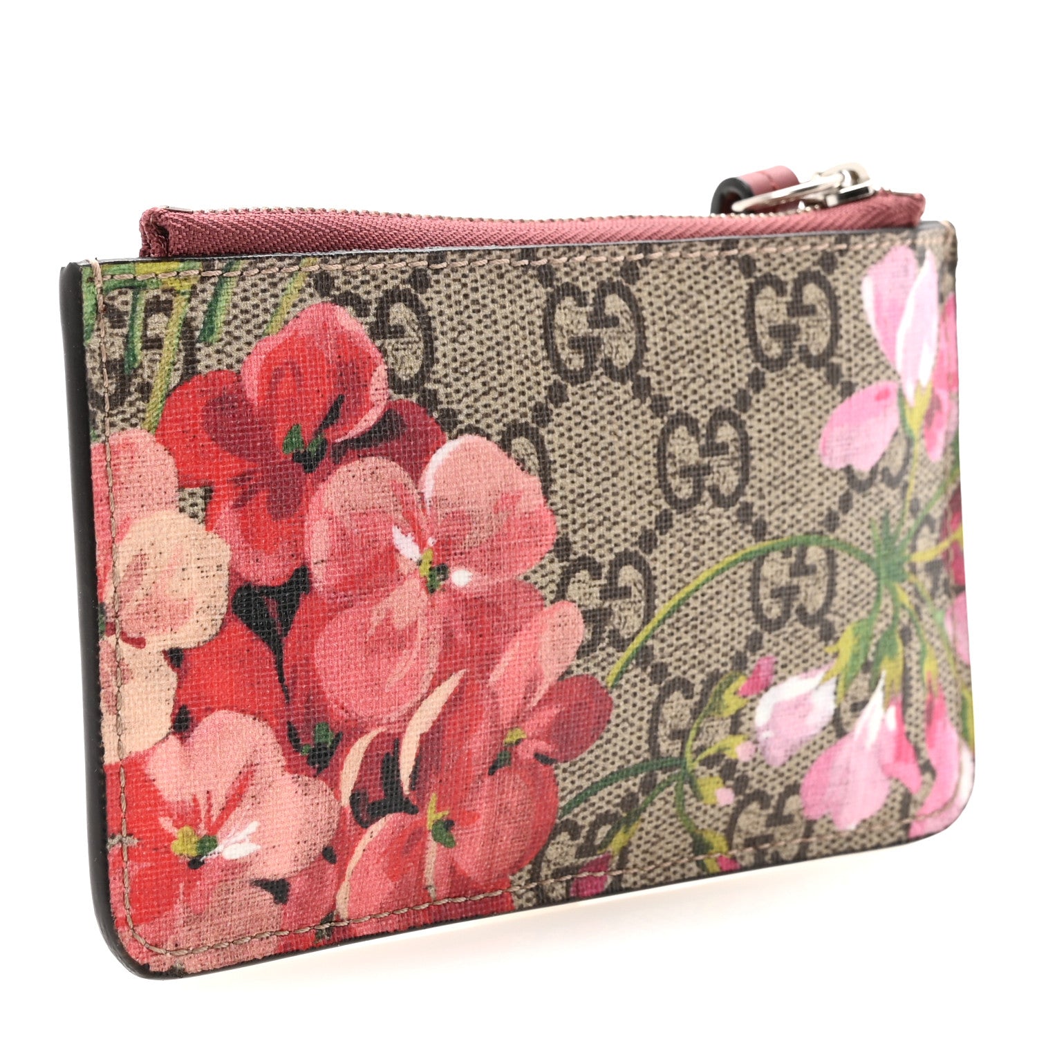Gucci GG Supreme Monogram Blooms Key Ring Coin Case Beige Multicolor Dry Rose 3 of 6