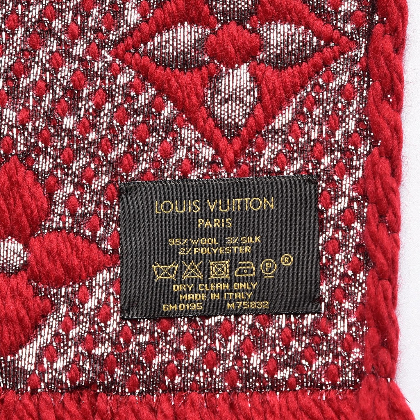Wool Silk Logomania Shine Scarf Rubis
