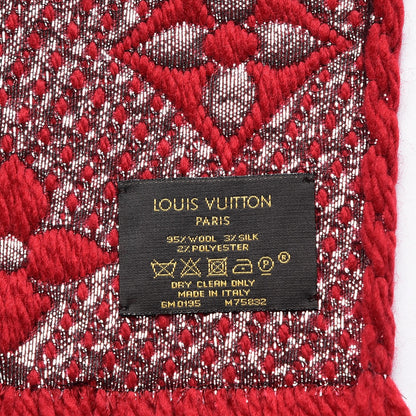 Louis Vuitton Wool Silk Logomania Shine Scarf Rubis 4 of 4