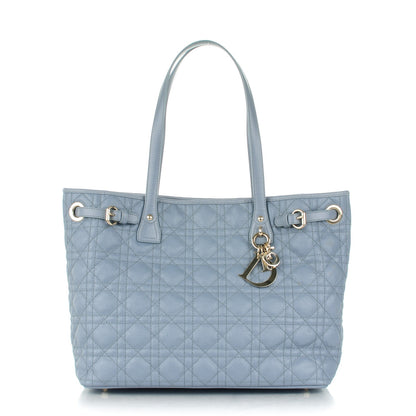 Christian Dior Coated Canvas Cannage Small Panarea Tote Blue Jean 1 of 7