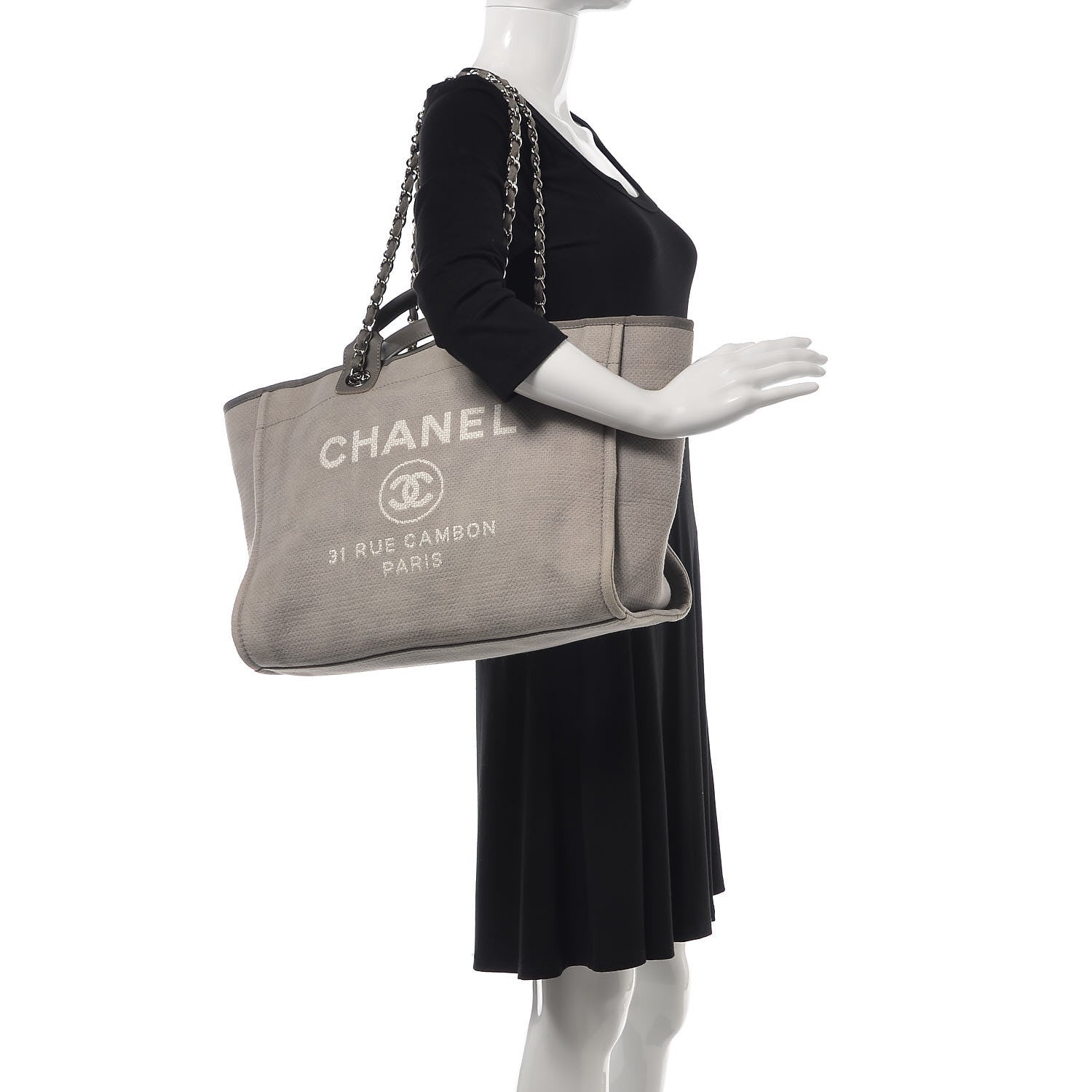 Chanel Canvas Large Deauville Tote Grey 3 of 13