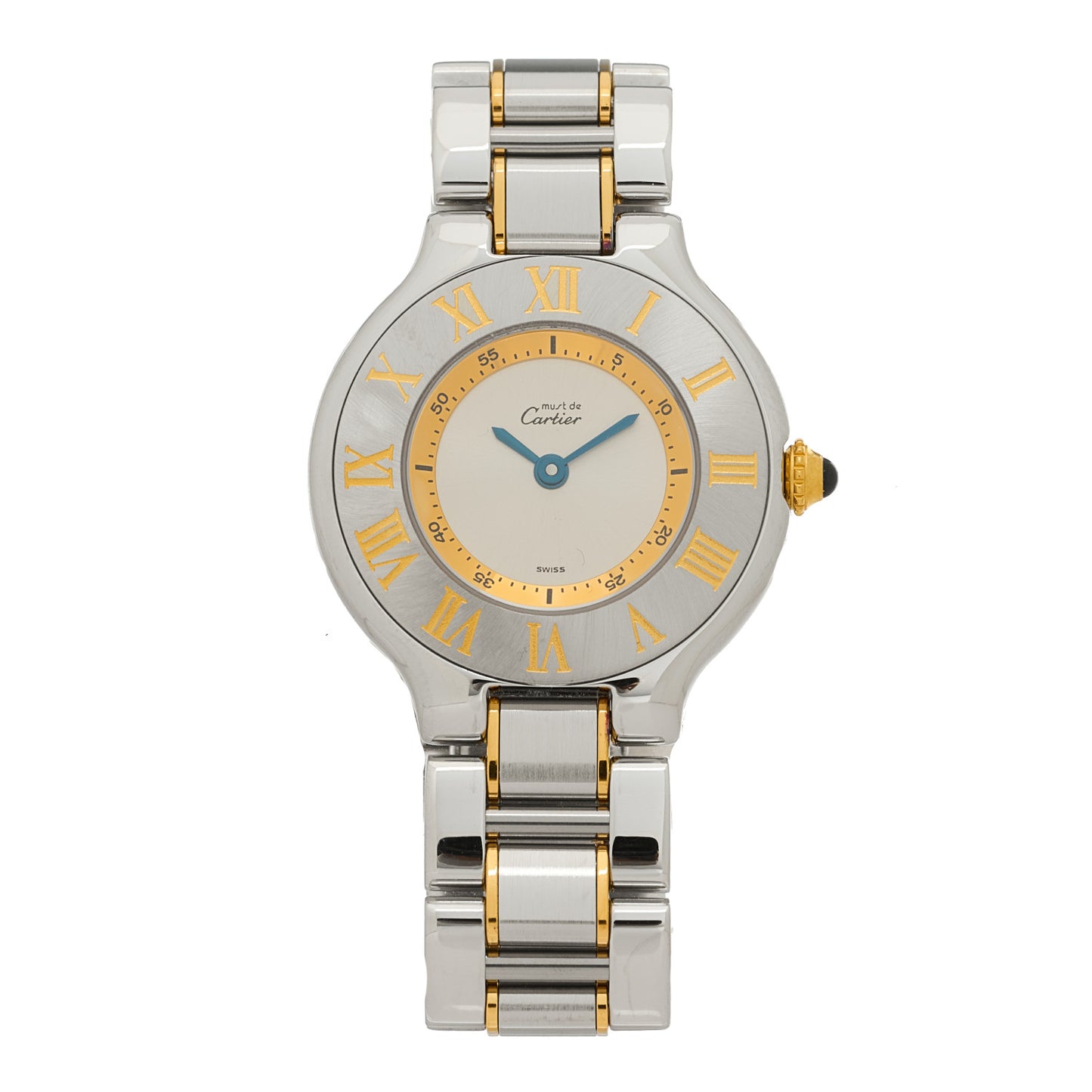 Stainless Steel 18K Yellow Gold 28mm Must de 21 Quartz Watch