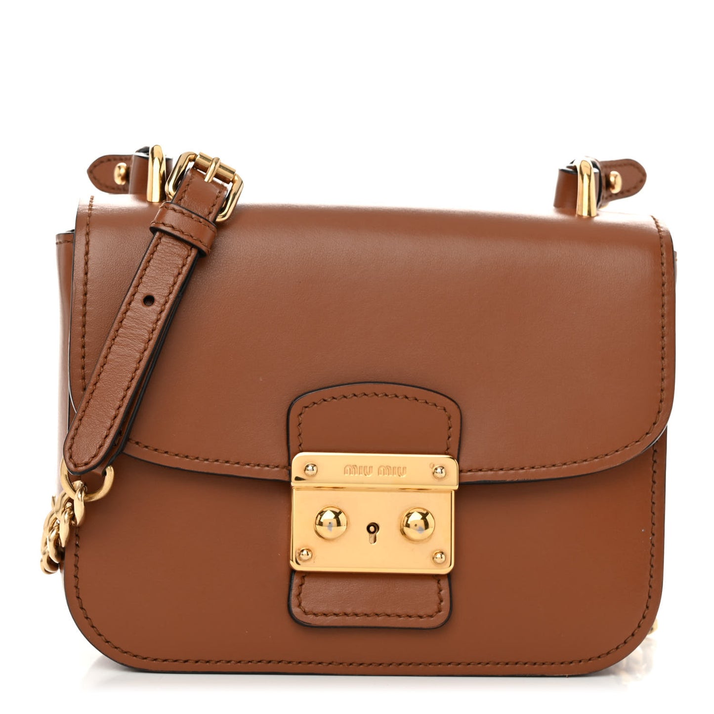 City Calf Lock Shoulder Bag Cognac