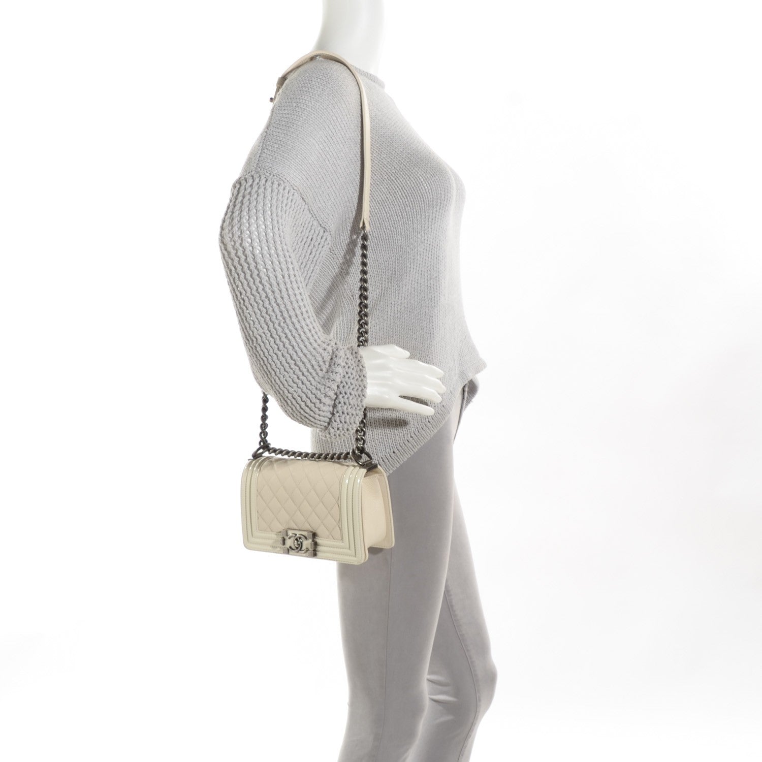 Chanel Goatskin Quilted Patent Small Duo Boy Flap White 2 of 8
