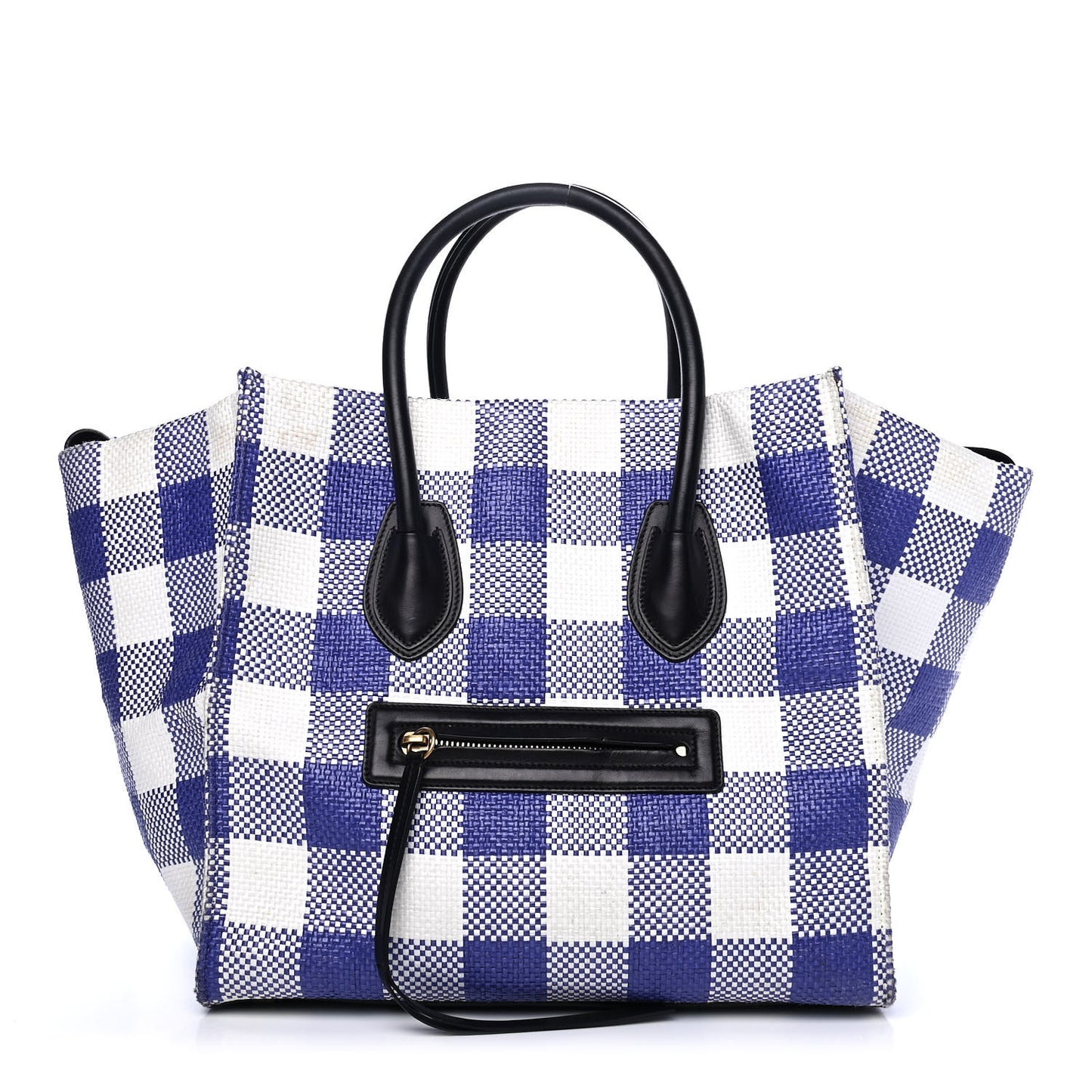 Gingham Woven Medium Phantom Luggage Cobalt