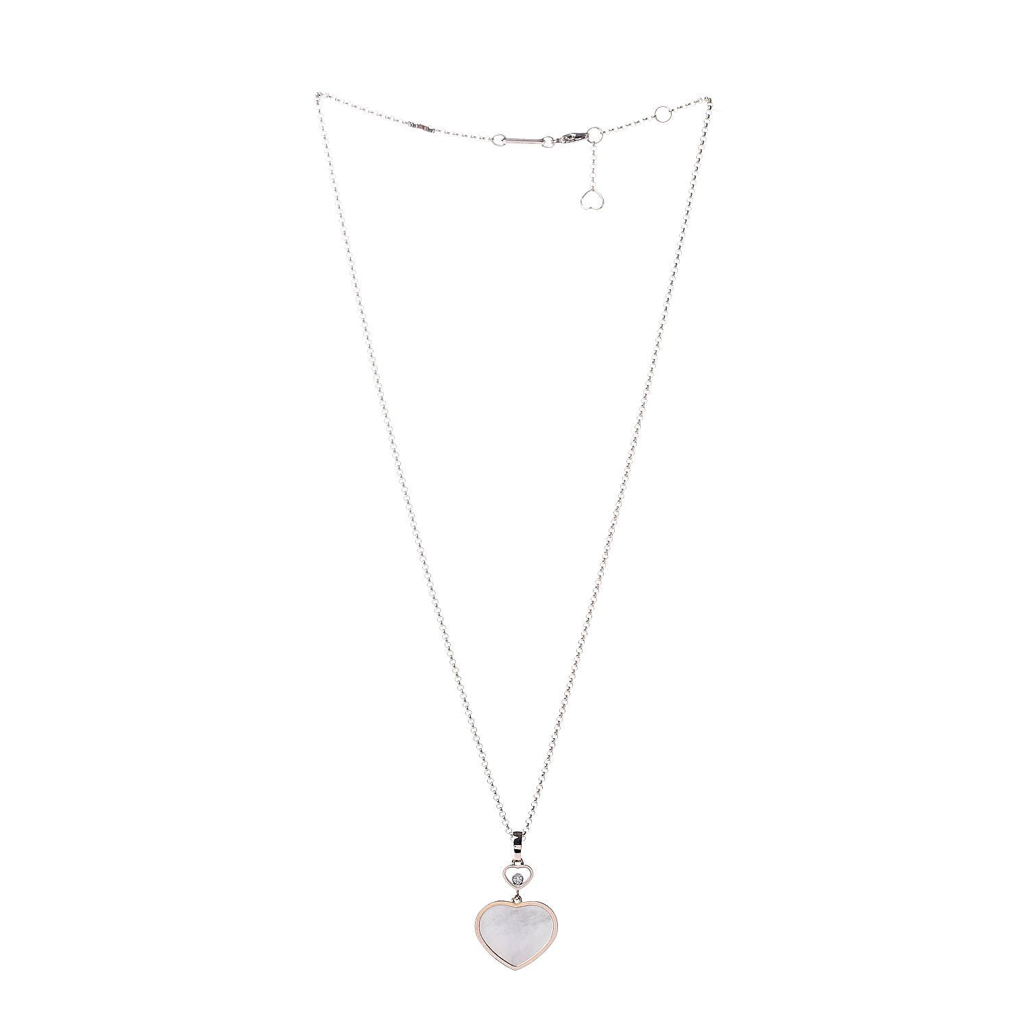 Chopard 18K Rose Gold Diamond Mother of Pearl Happy Hearts Necklace 3 of 6