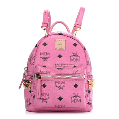 MCM Visetos Side Stud X-Mini Stark Bebe Boo Backpack Pink 1 of 8