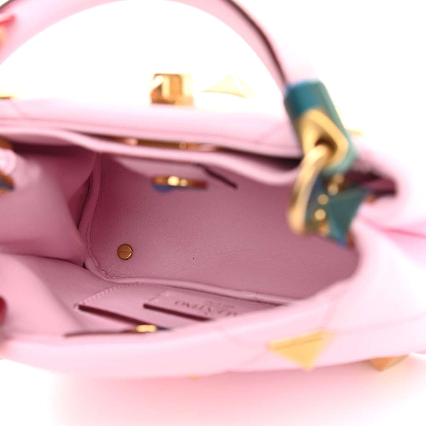 Nappa Mini Roman Stud The Handle Bag Pink Borealis