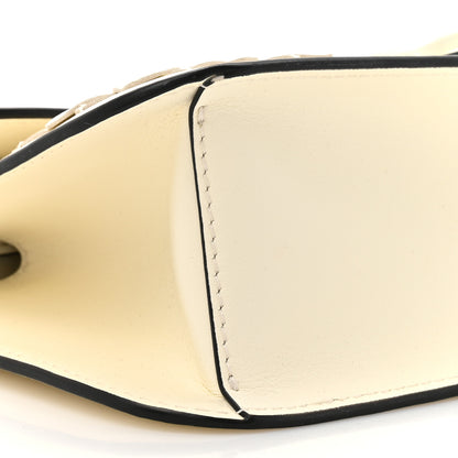 Valentino Garavani Calfskin Floral Embellished Monochrome Vlogo Loco Shoulder Bag White 10 of 12