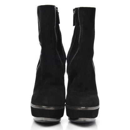 Gucci Suede Zipper Platform Pumps Black 35 2 of 10