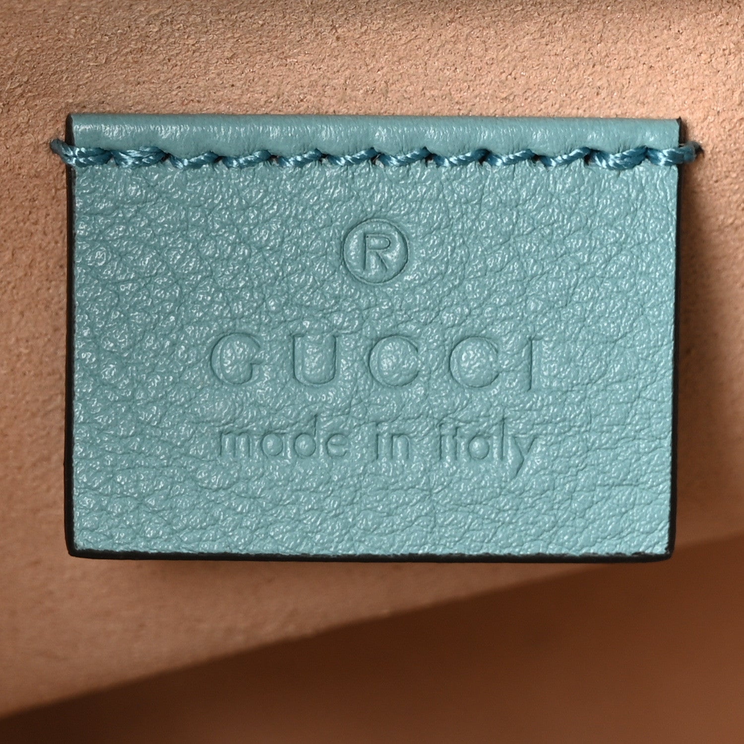 Gucci Textured Dollar Calfskin Web Mini Diana Tote Bag Dusty Azure Deep Orange 6 of 10