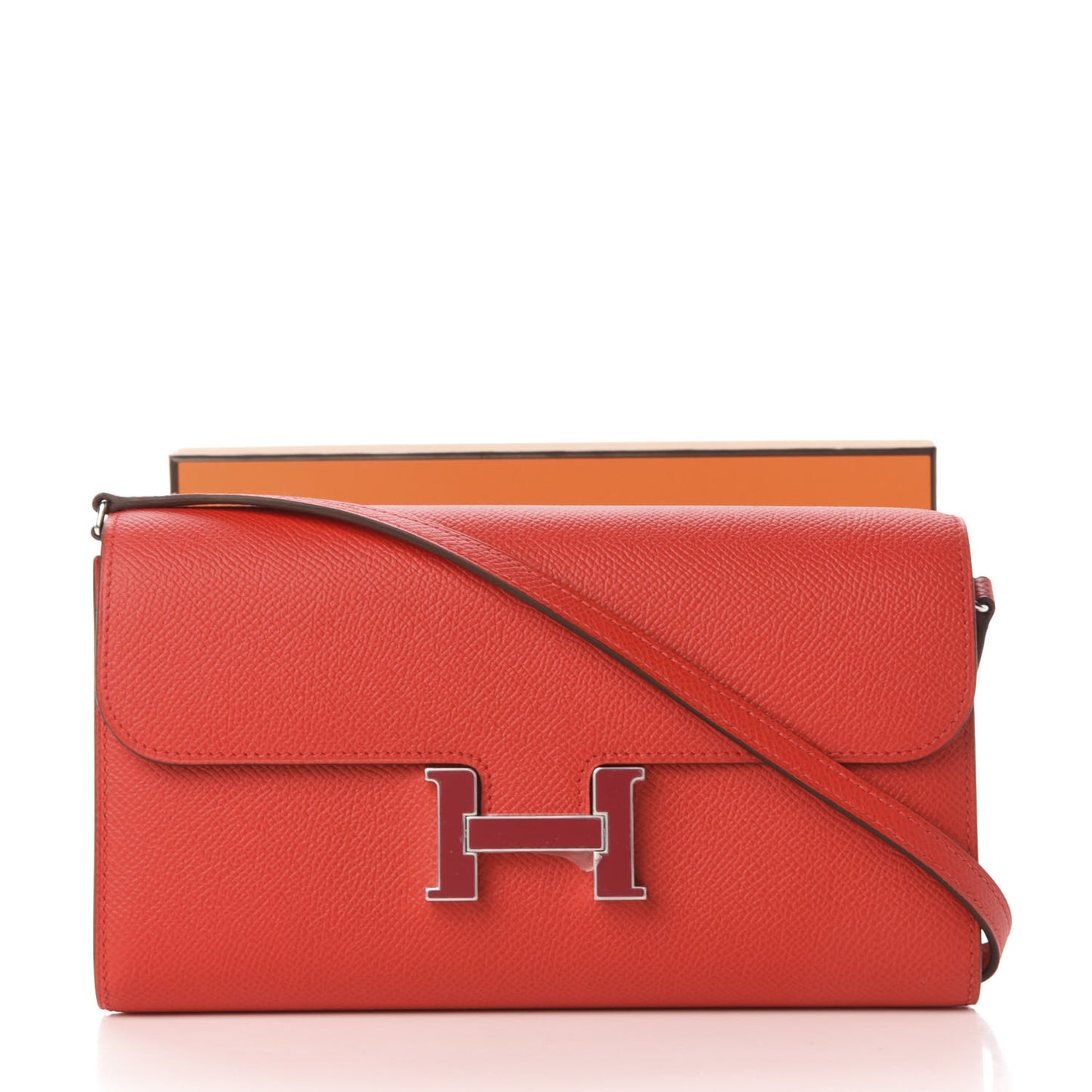 Epsom Enamel Constance Wallet To Go Rouge De Coeur Rubis