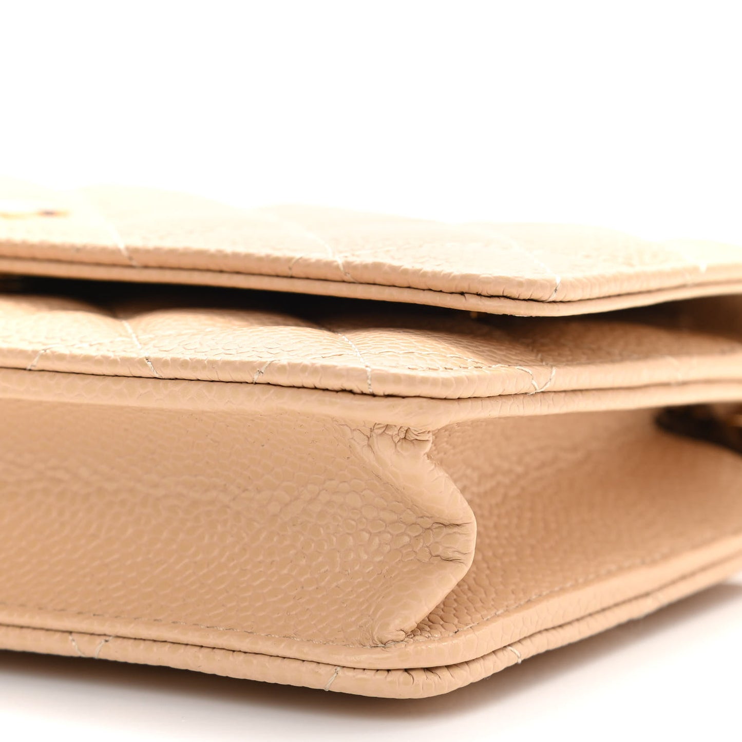 Caviar Quilted Wallet On Chain WOC Beige