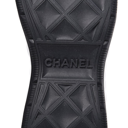 Chanel Fabric Calfskin Suede CC Sneakers 37.5 White Black 8 of 10