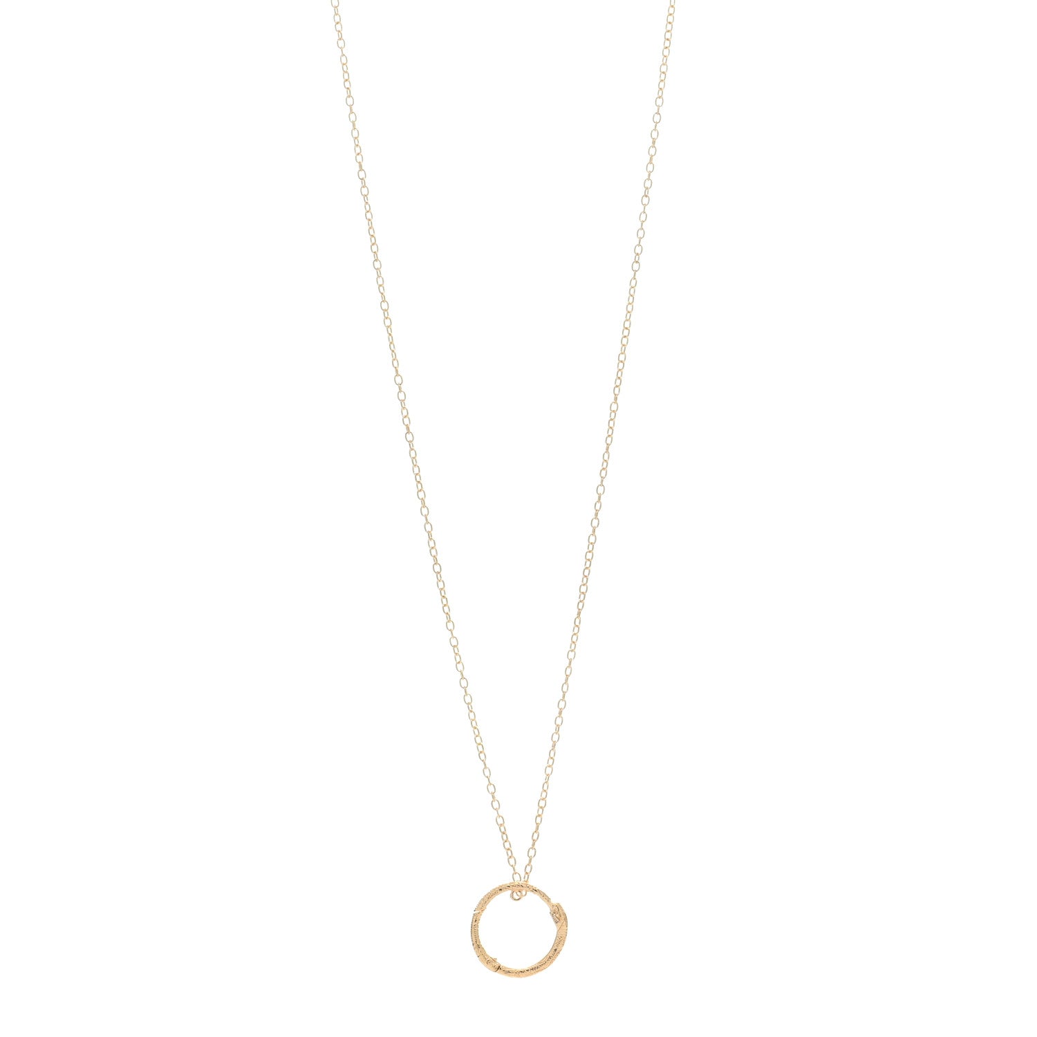Gucci 18K Yellow Gold Ouroboros Snake Ring Necklace 1 of 5