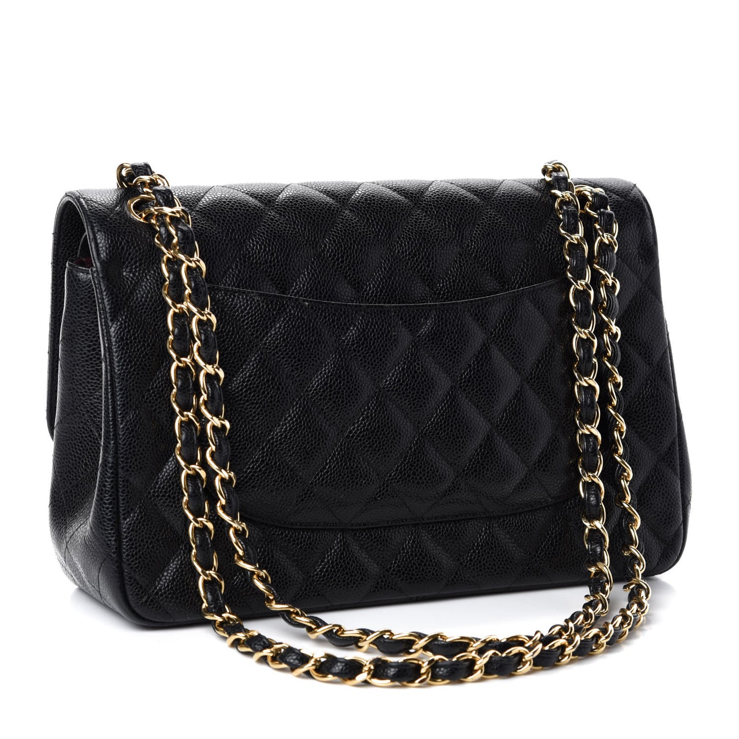 Caviar Quilted Jumbo Double Flap Black