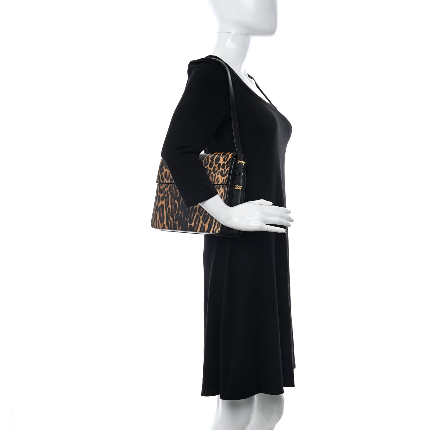 Calfskin Leopard Large Grace Bag Dark Mustard