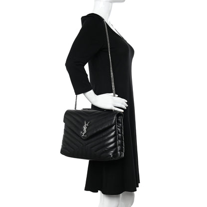 Saint Laurent Calfskin Y Quilted Monogram Medium Loulou Chain Satchel Black 2 of 12