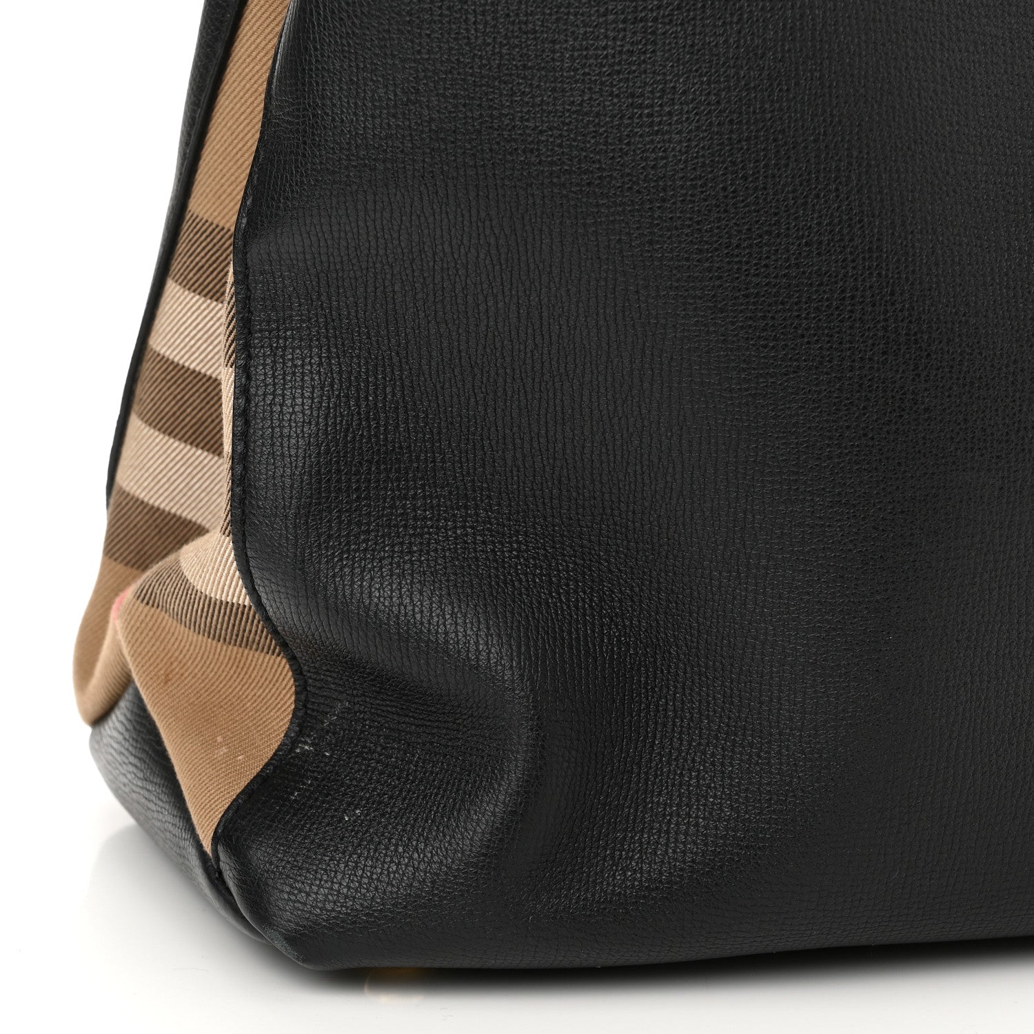 Burberry Grainy Calfskin House Check Large Banner Tote Black 11 of 14