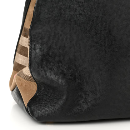 Burberry Grainy Calfskin House Check Large Banner Tote Black 11 of 14