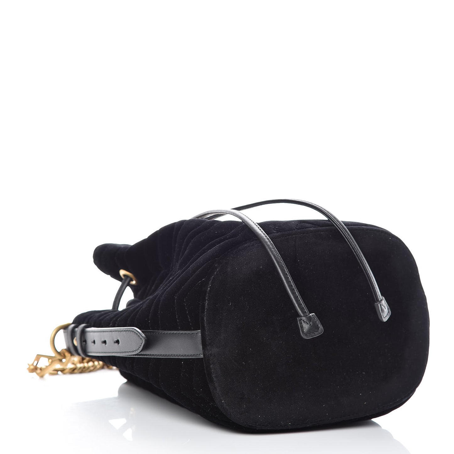 Velvet Matelasse GG Marmont Bucket Bag Black