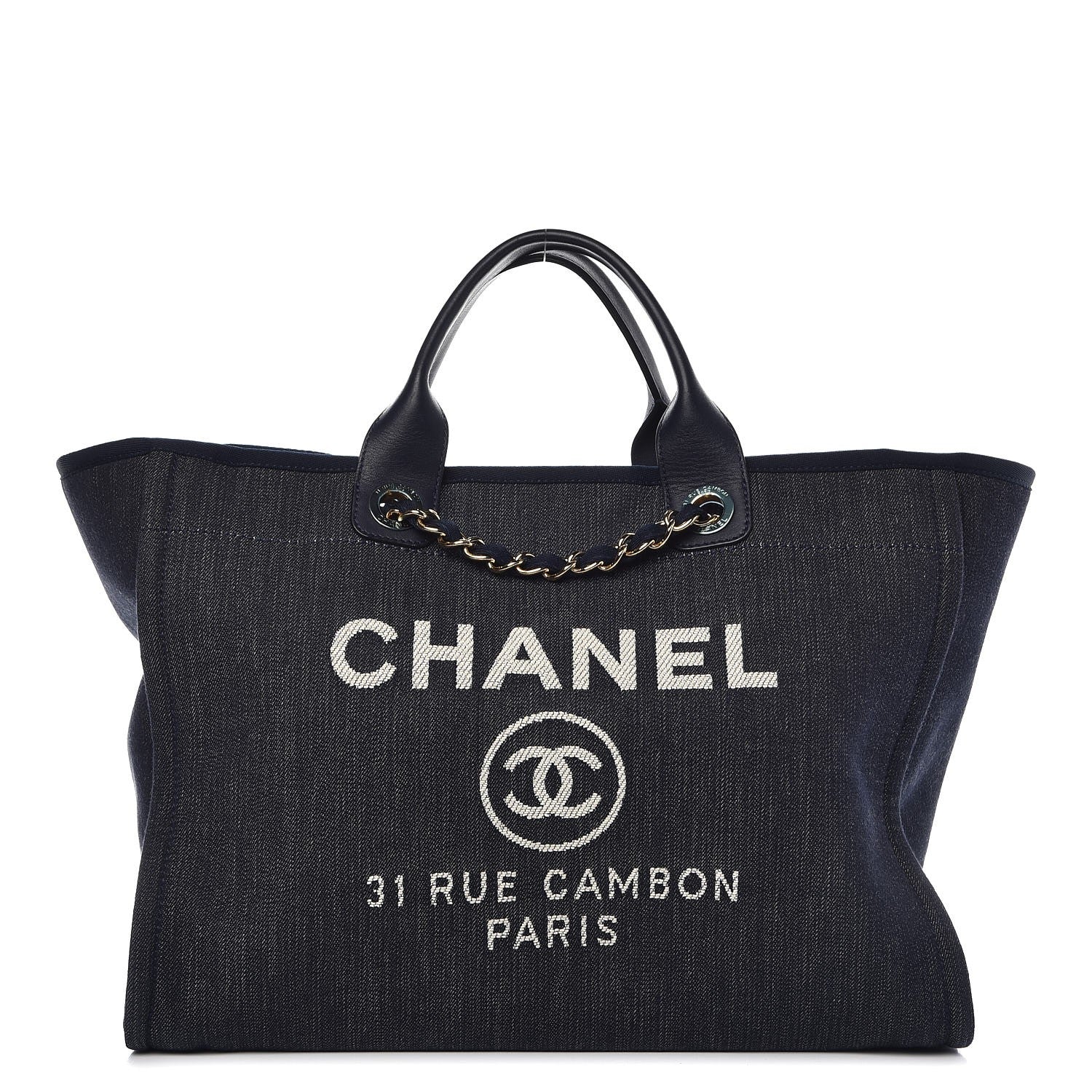 Chanel Denim Large Deauville Tote Dark Blue 1 of 10