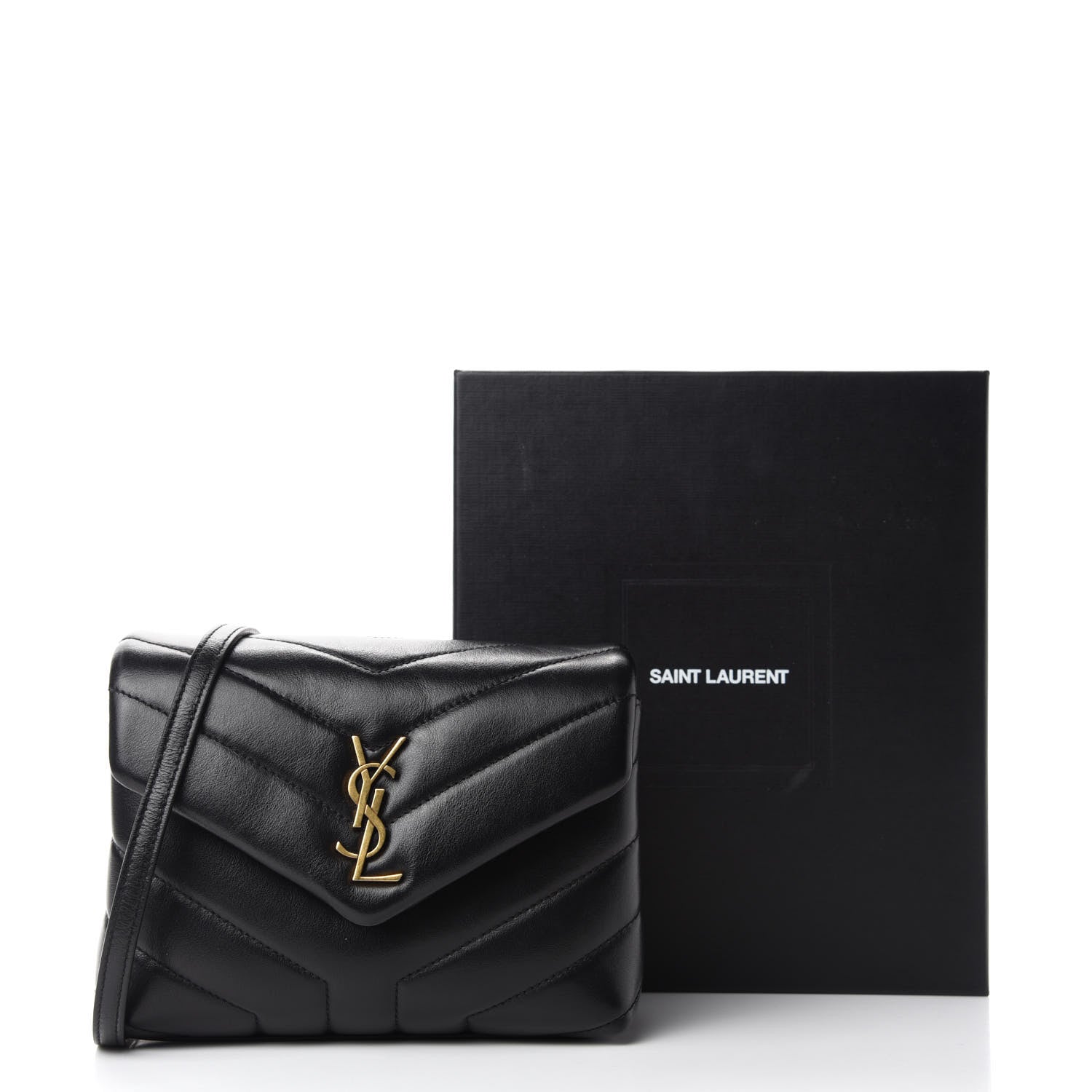 Saint Laurent Calfskin Y Quilted Monogram Toy Loulou Crossbody Bag Black 12 of 12