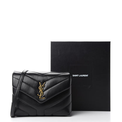 Saint Laurent Calfskin Y Quilted Monogram Toy Loulou Crossbody Bag Black 12 of 12