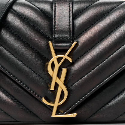 Saint Laurent Sheepskin Matelasse Chevron Monogram Classic Baby Chain Bag Black 9 of 11