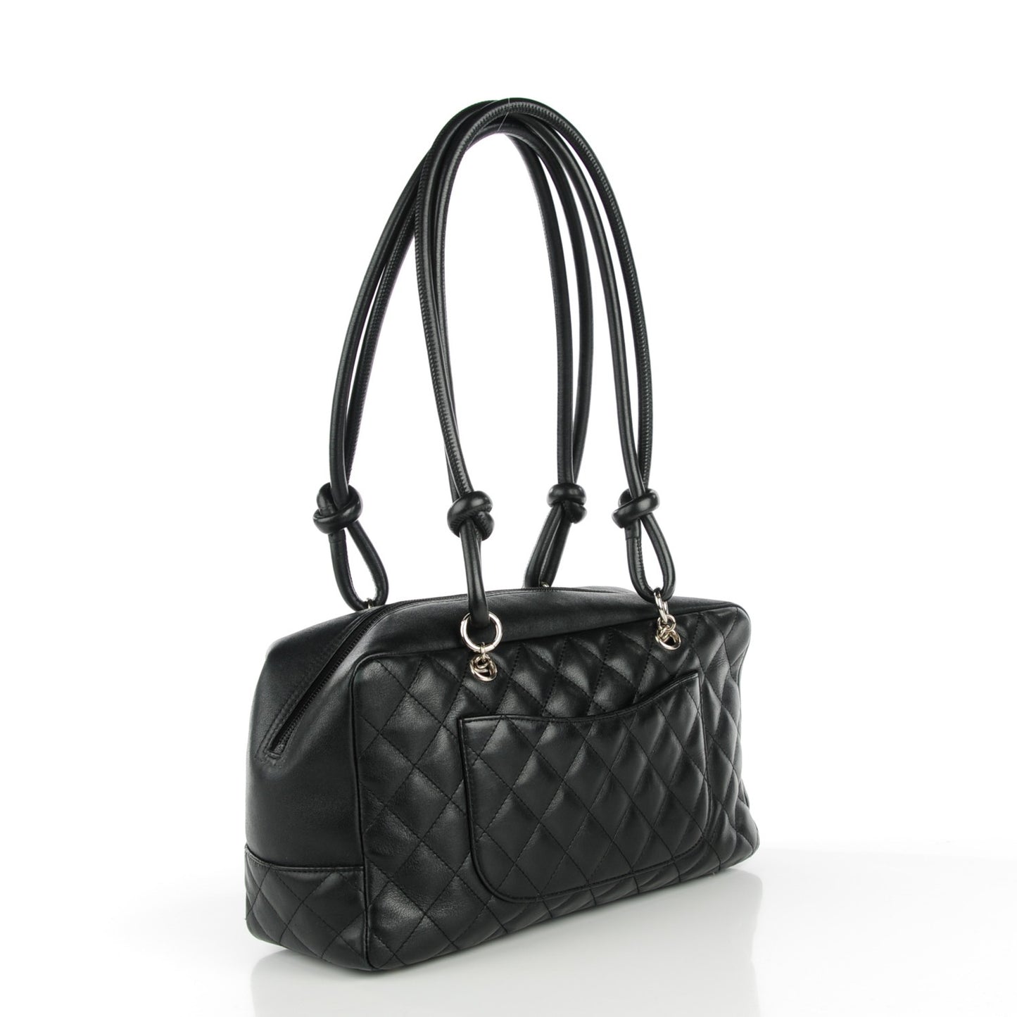 Calfskin Quilted Large Cambon Bowler Black White