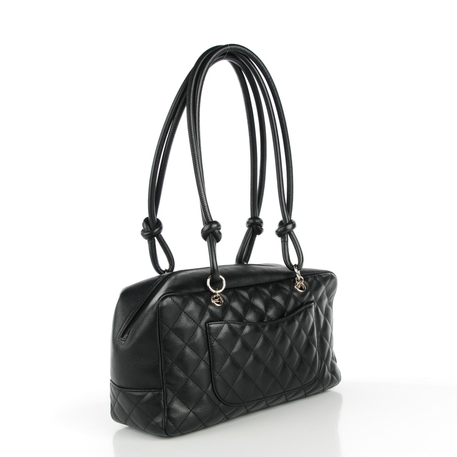 Chanel Calfskin Quilted Large Cambon Bowler Black White 3 of 8