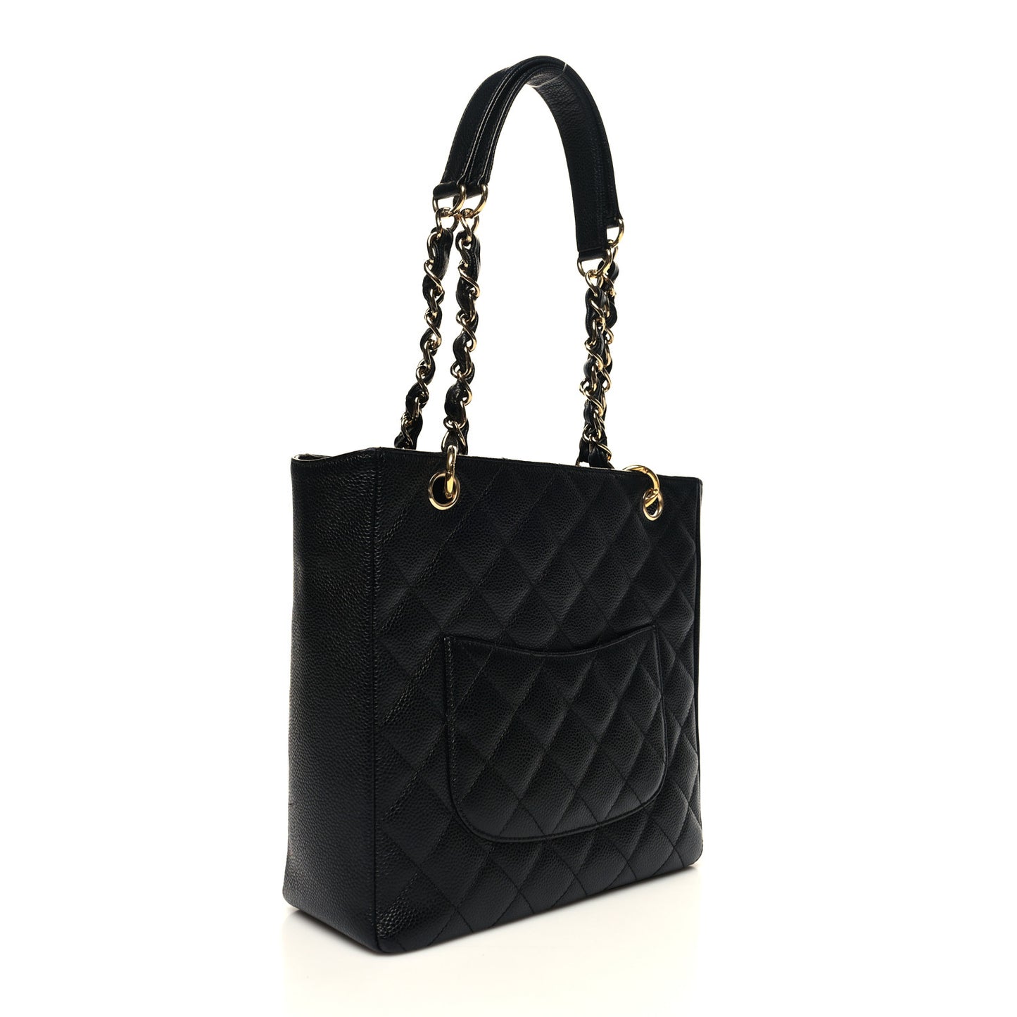 Caviar Quilted Petit Shopping Tote PST Black