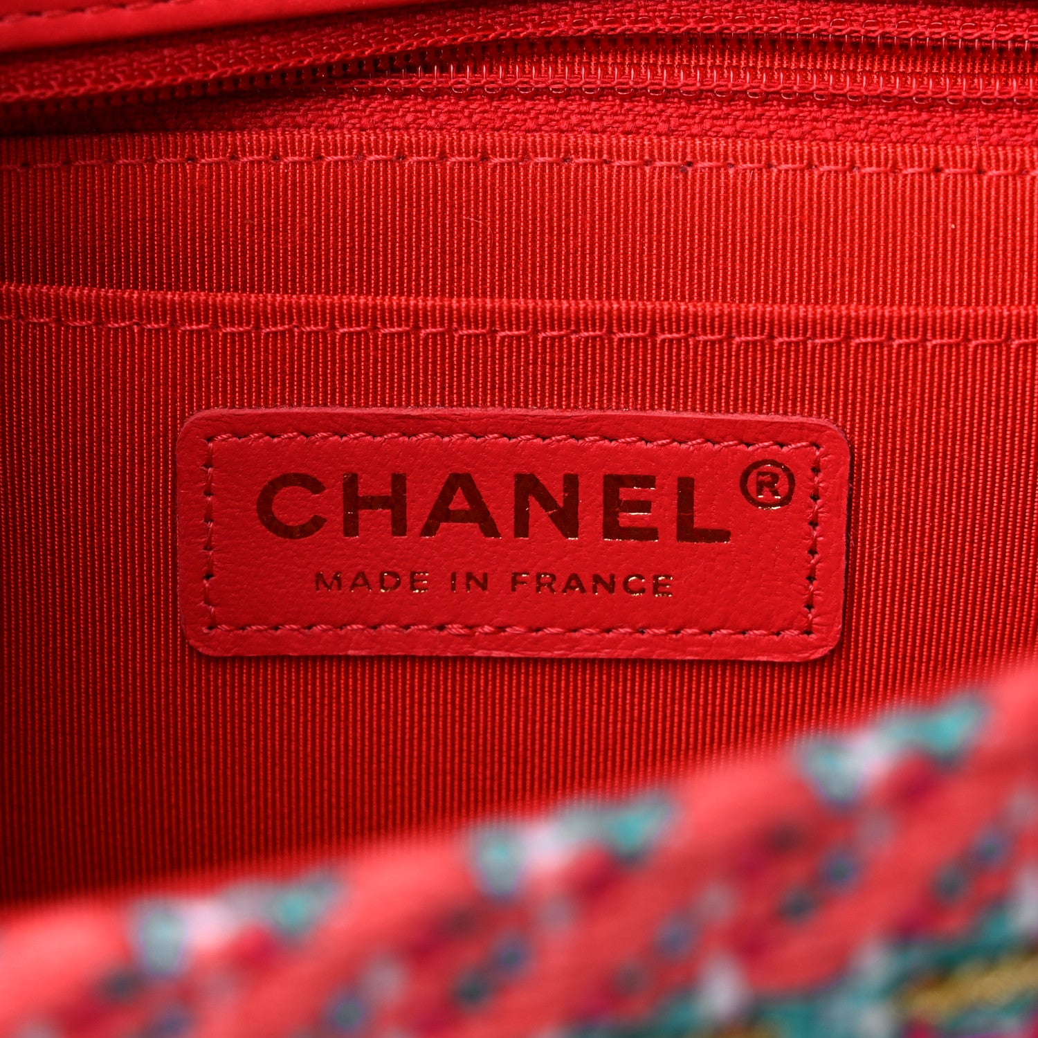 Chanel Cotton Mixed Fibers Woven Mini Rectangular Flap Red Fuchsia Blue 6 of 10