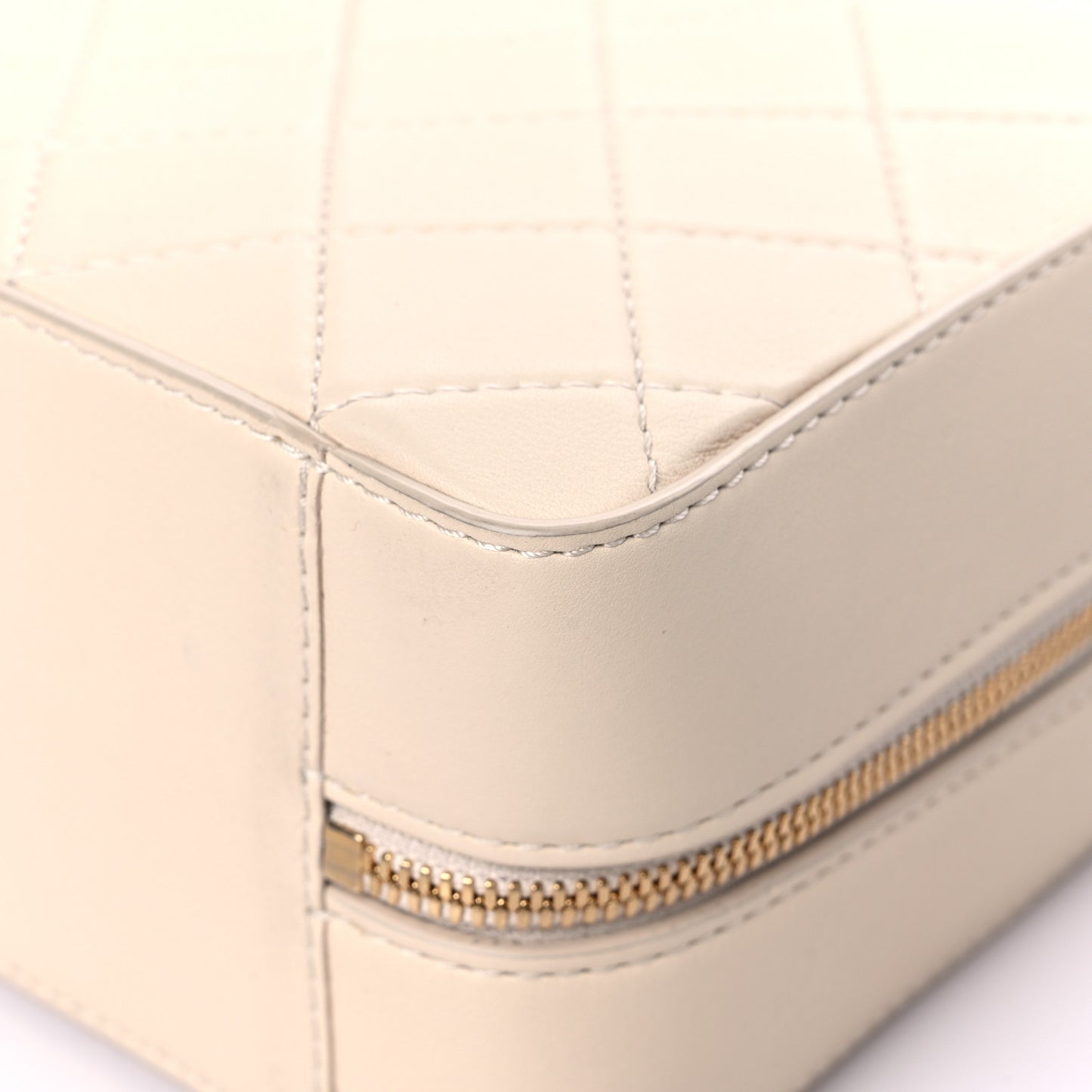Calfskin Quilted Travel Kit Vanity Case Beige