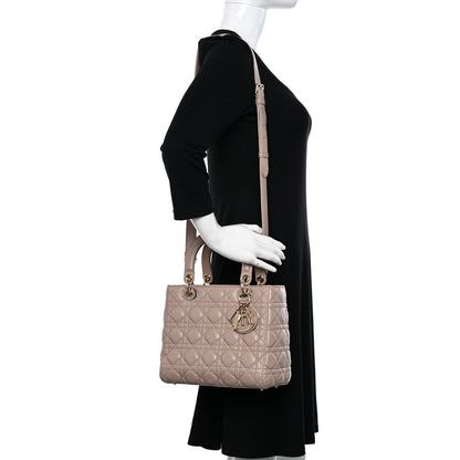Christian Dior Lambskin Cannage Medium Lady Dior Beige 2 of 11