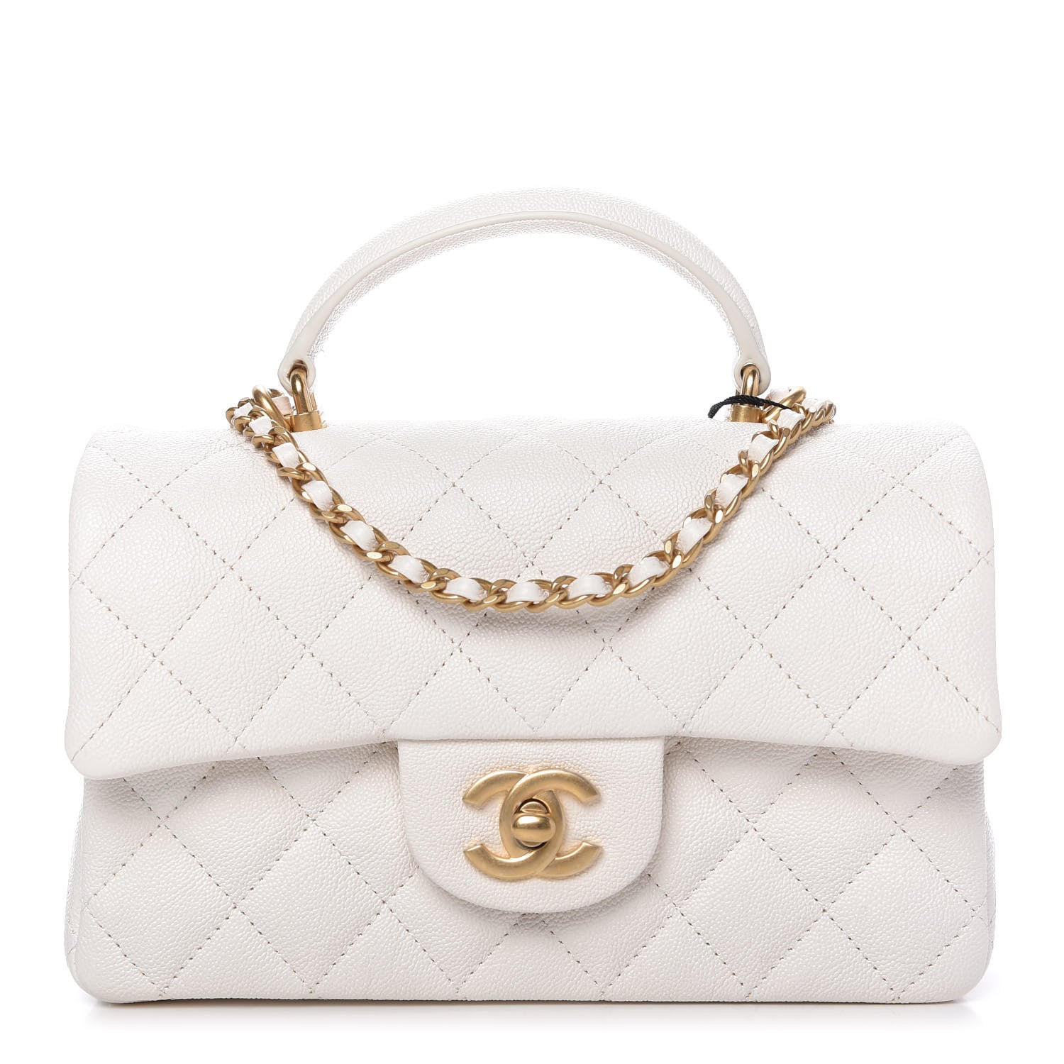 Chanel Caviar Quilted Mini Top Handle Rectangular Flap White 1 of 10