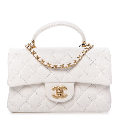 Chanel Caviar Quilted Mini Top Handle Rectangular Flap White 1 of 10