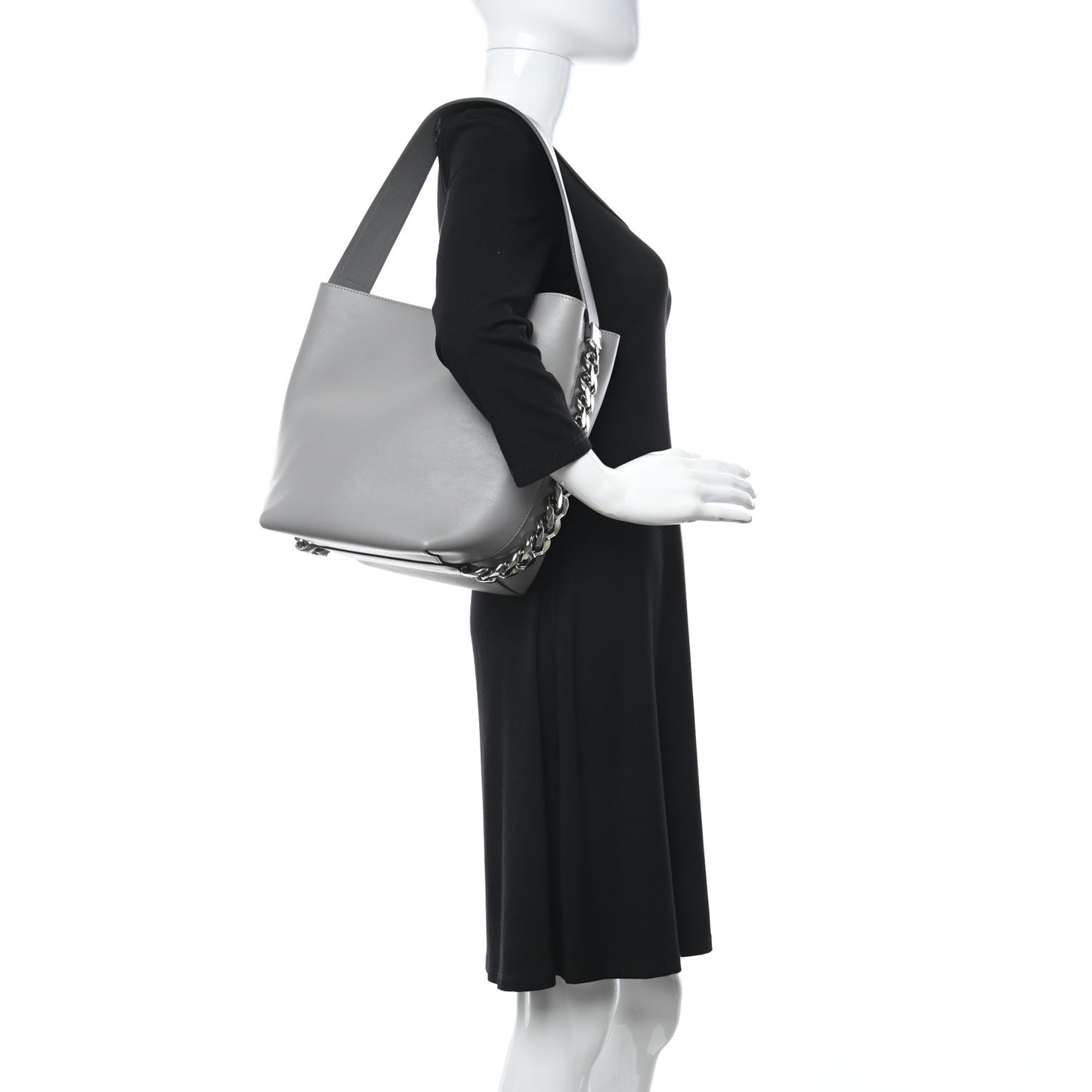 Calfskin Infinity Bucket Bag Grey