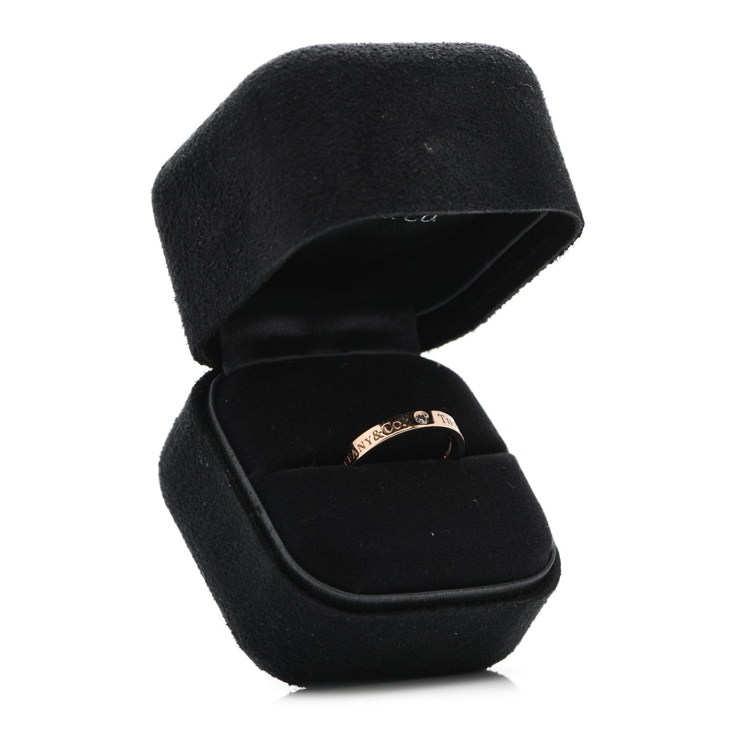 18K Rose Gold Diamond 3mm Logo Band Ring 50 5.25