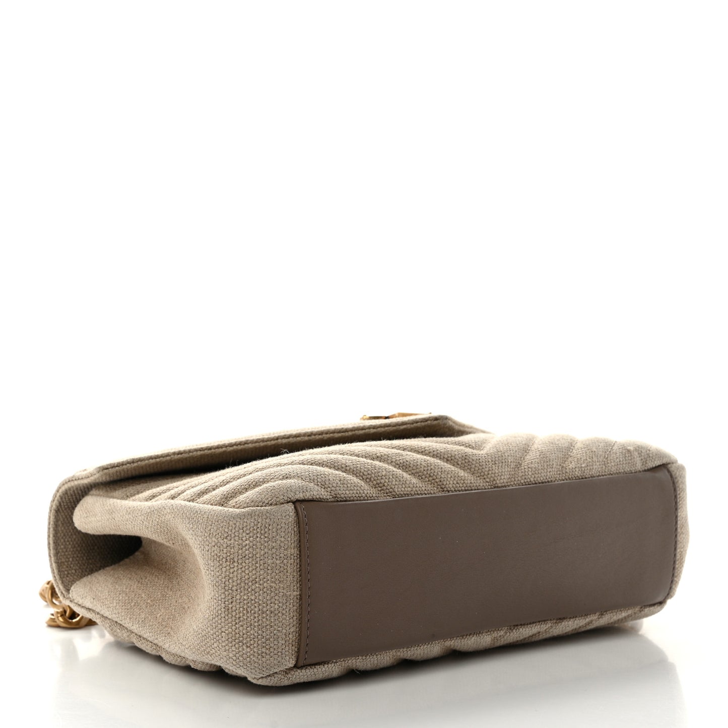 Linen Quilted College Medium Chain Bag Taupe