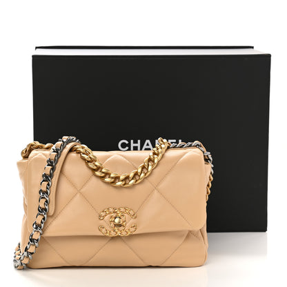 Chanel Lambskin Quilted Medium Chanel 19 Flap Beige 11 of 11