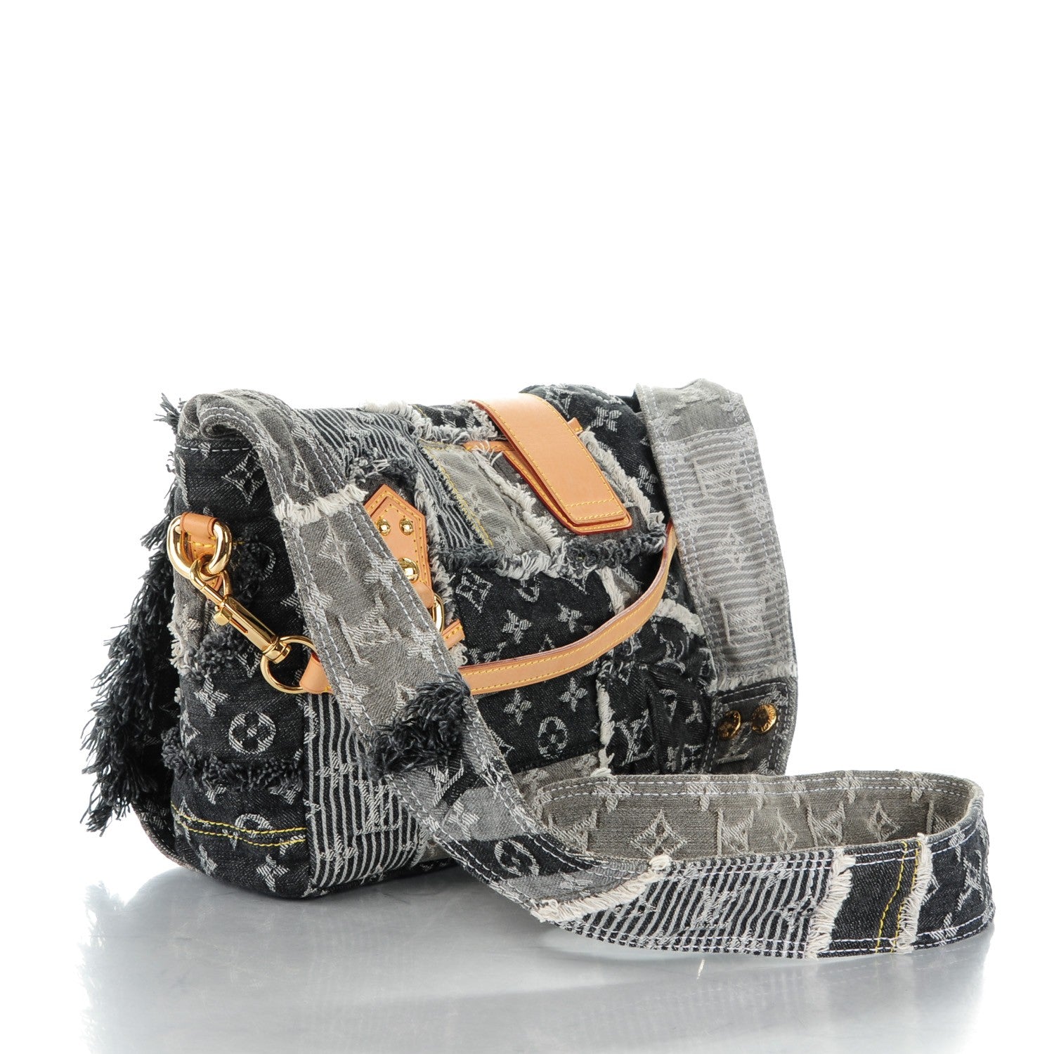 Louis Vuitton Denim Patchwork Posty Messenger Bag Gris 3 of 7