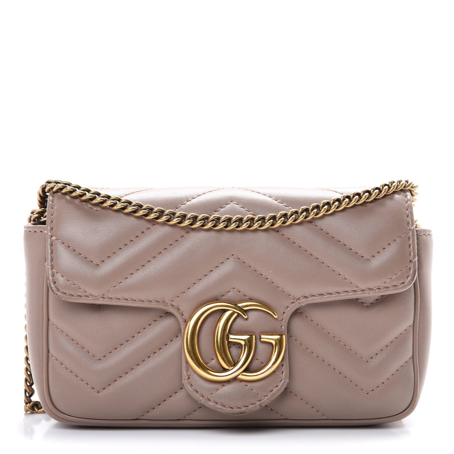 Calfskin Matelasse Super Mini GG Marmont Shoulder Bag Porcelain Rose