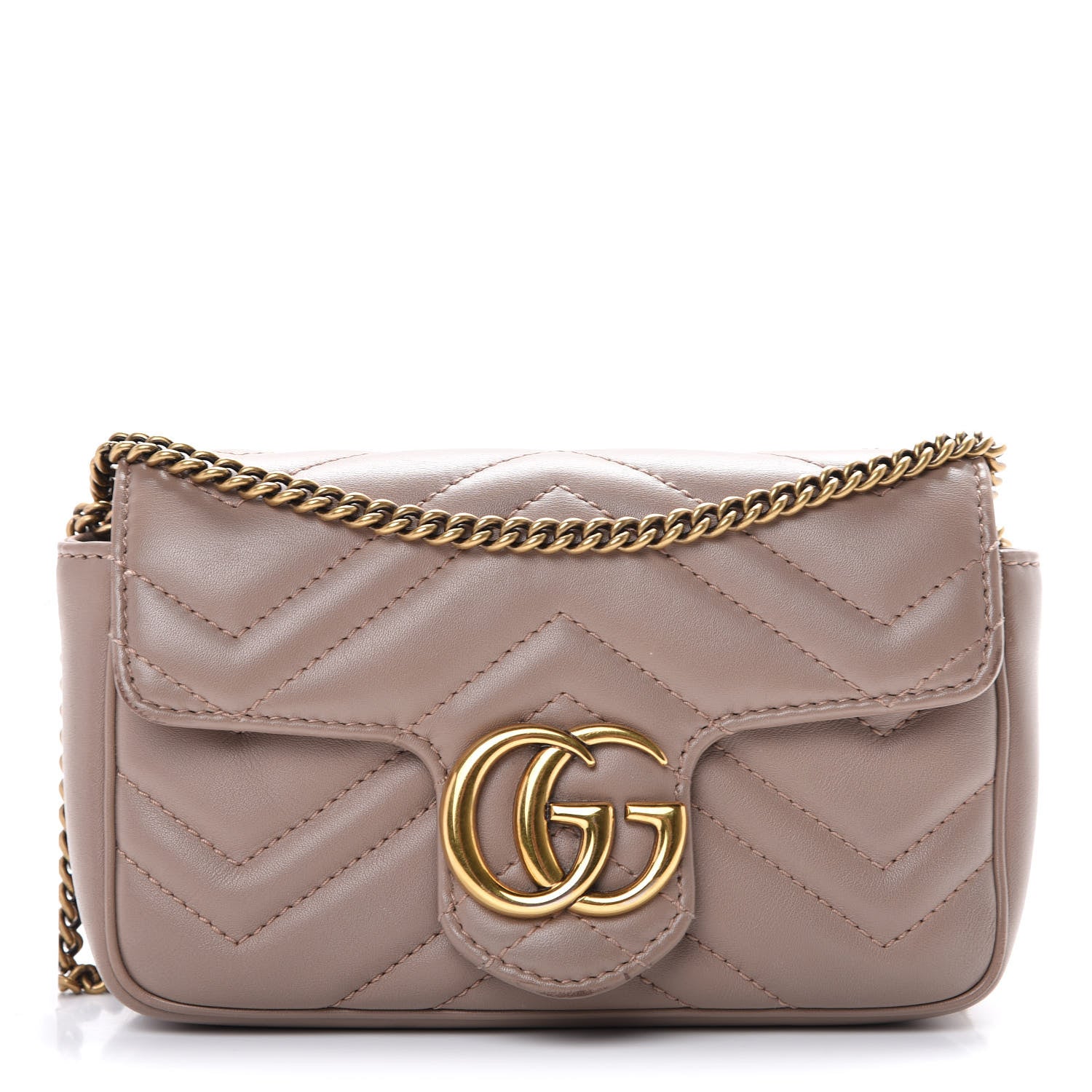 Gucci Calfskin Matelasse Super Mini GG Marmont Shoulder Bag Porcelain Rose 1 of 15