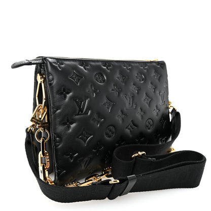 Louis Vuitton Lambskin Embossed Monogram Coussin PM Black 3 of 11