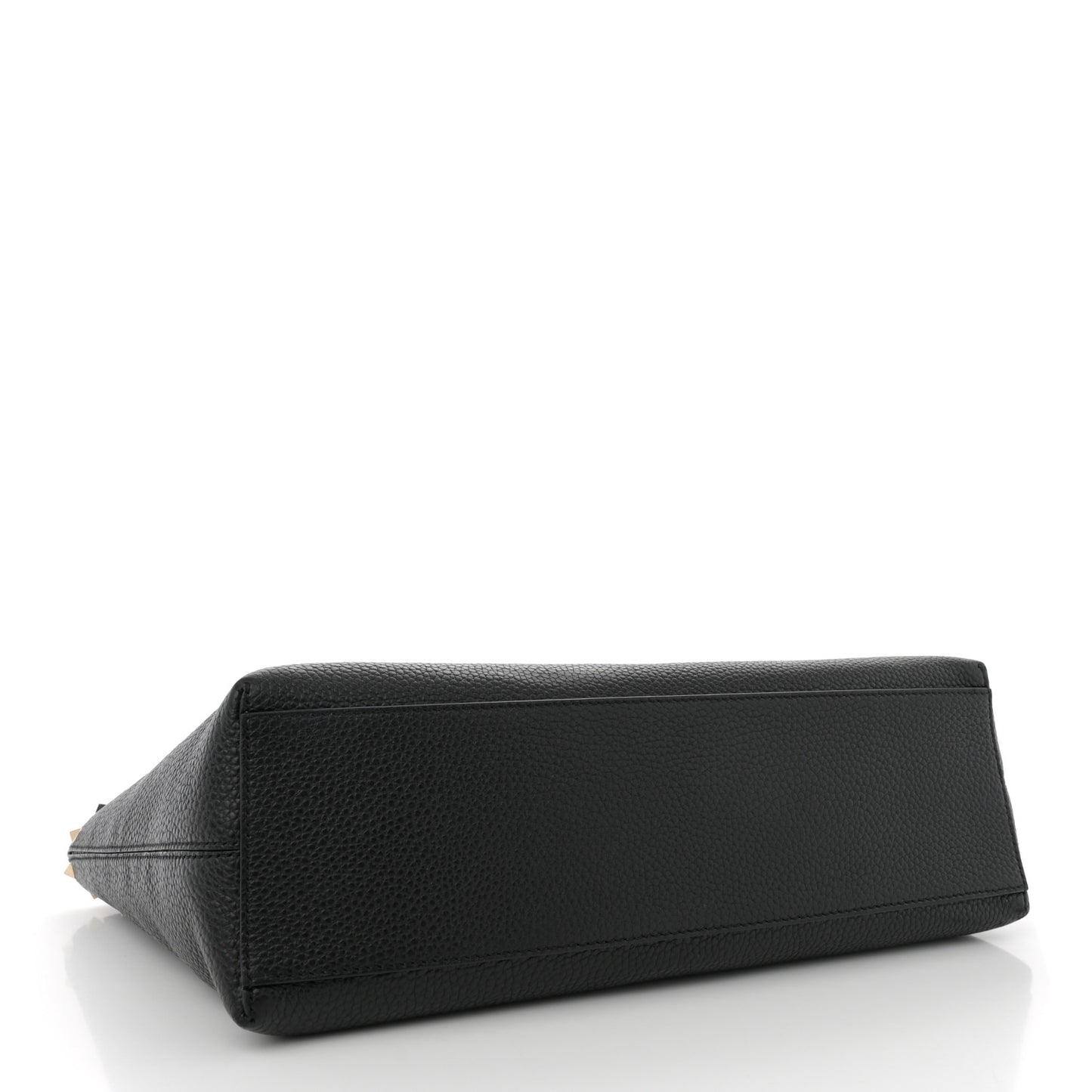 Grained Calfskin Rockstud Shoulder Tote Black