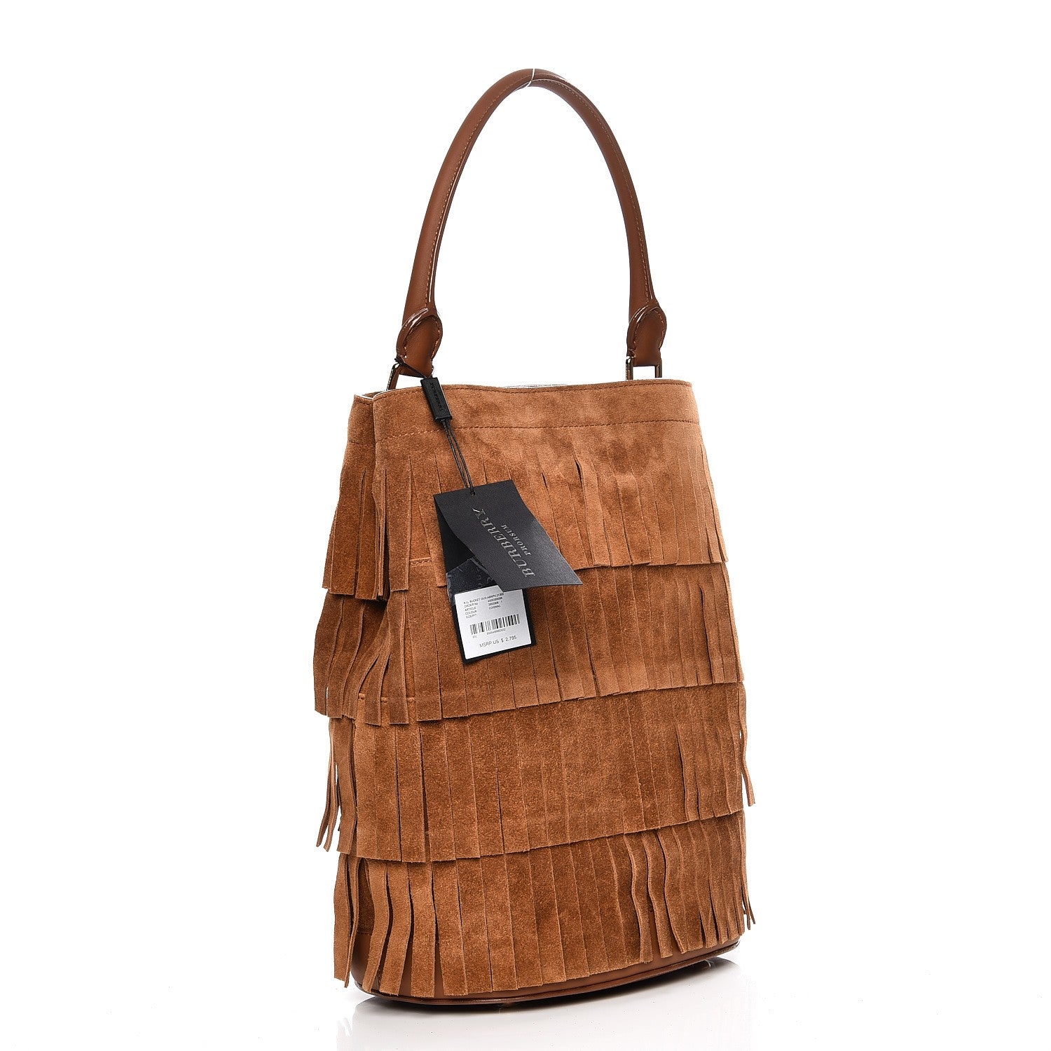 Burberry Prorsum Suede Fringe Bucket Bag Cognac 3 of 10