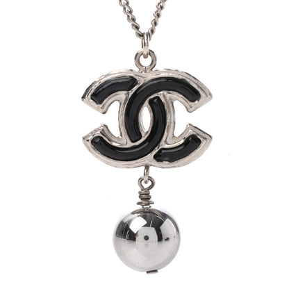 Chanel Pearl CC Drop Necklace Silver Black 4 of 5